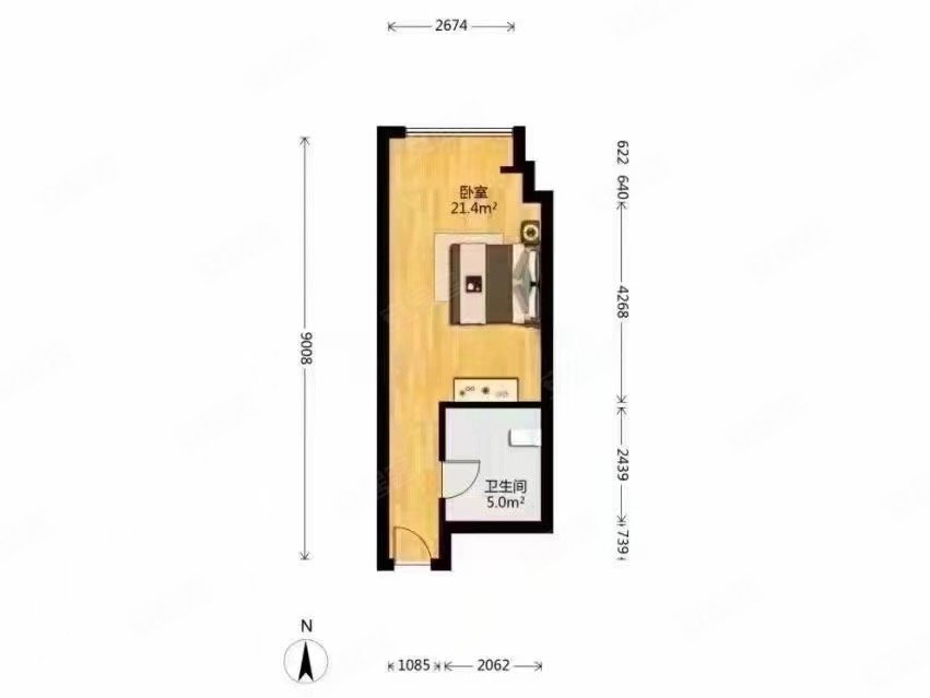 地铁5号线西电对面太白印象城1室精装大开间有证可按揭