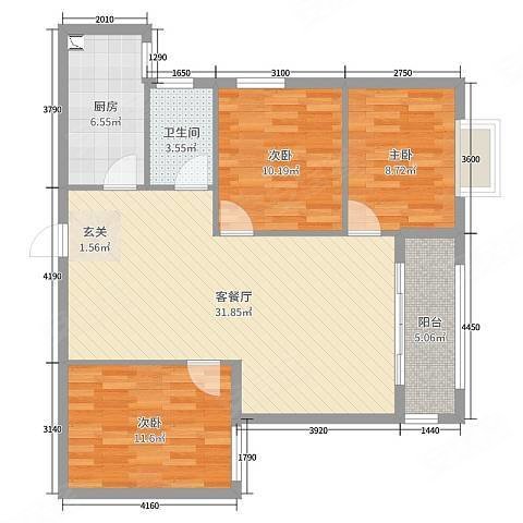 西山林语3室2厅1卫111.14㎡南北53.5万