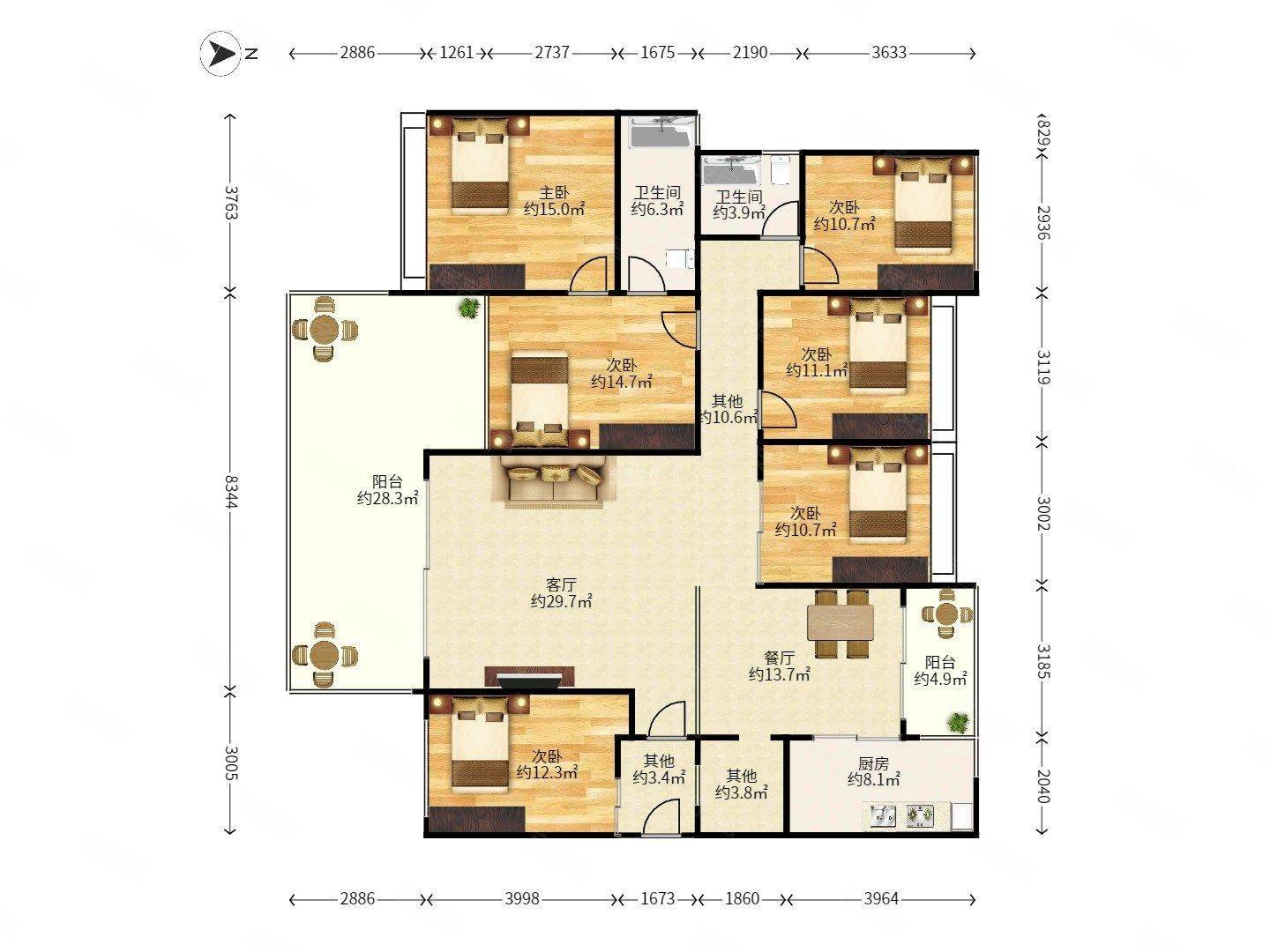 南北通大平层 客厅不用开空调 30平大阳台可以打麻将 满五,鸿荣源禧园