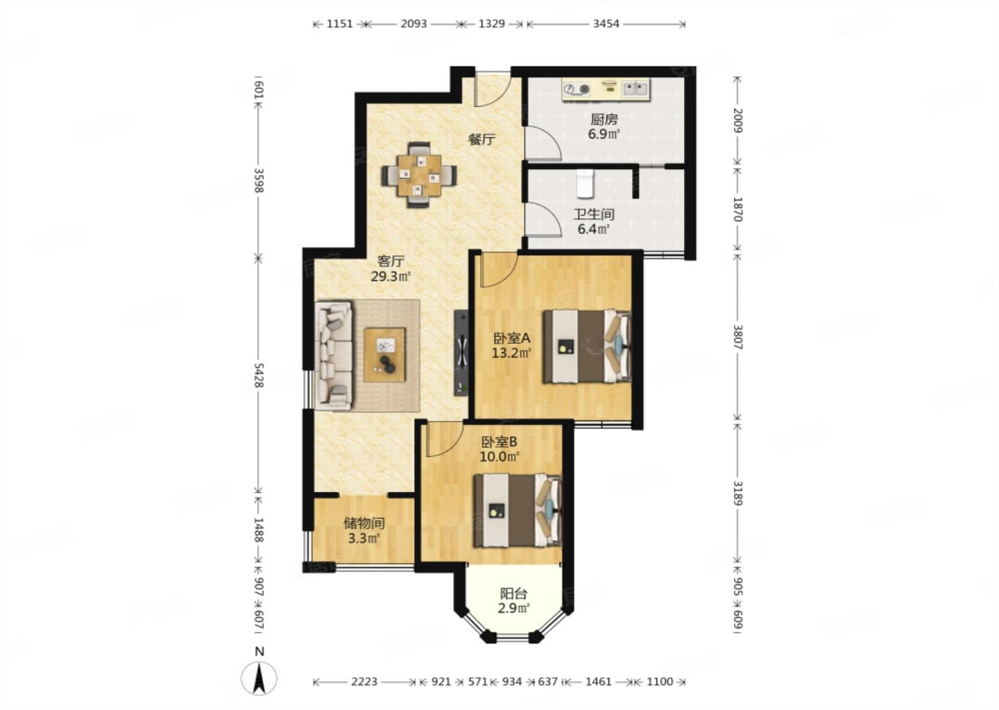 新上国金华府地铁口刚需两居中间好楼层南向采光好小区新