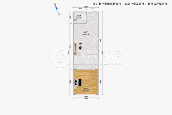 飘鹰世纪大厦1室1厅1卫72㎡南290万