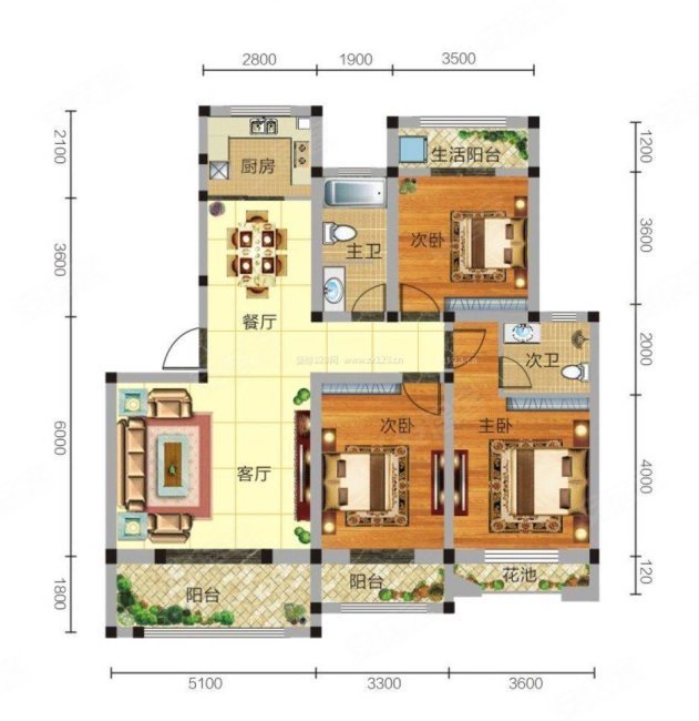 建业春天里二期(巩义)3室2厅2卫103㎡南北98万