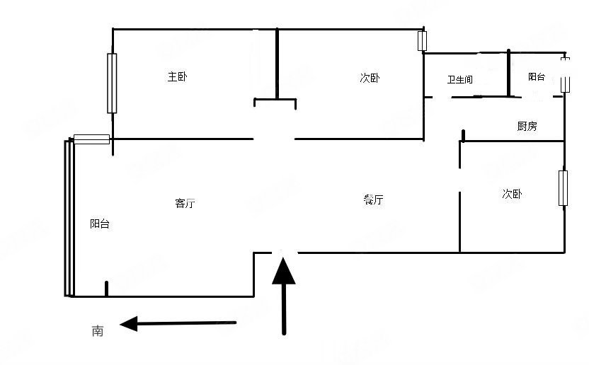 钓台小区3室2厅1卫118㎡南北56.8万