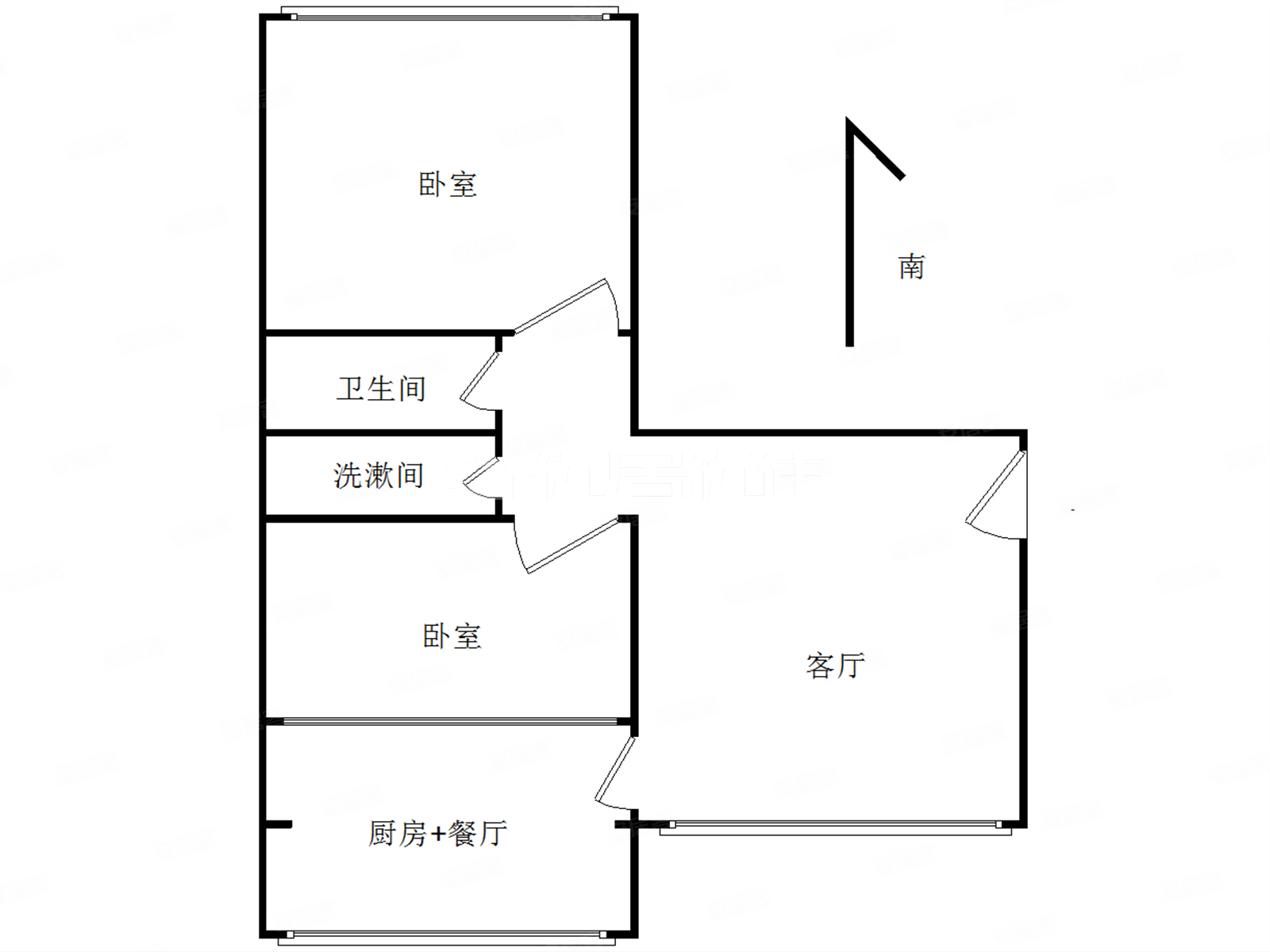 星火小区2室1厅2卫84㎡南北115万