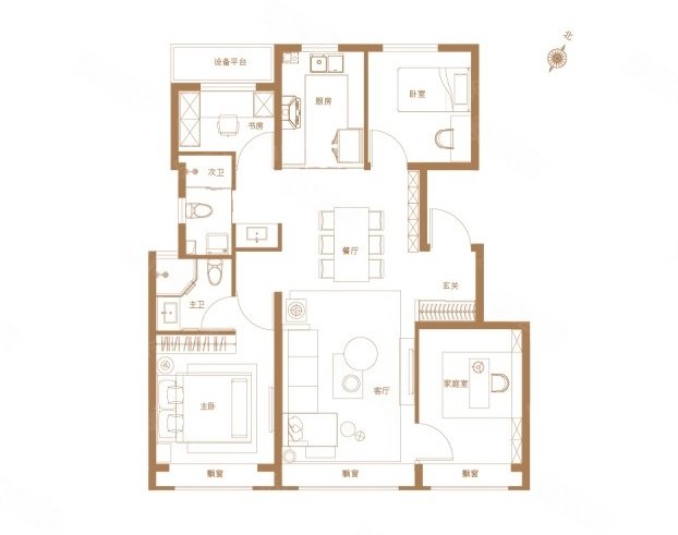 中建长安麓府家园(7号院)3室2厅2卫90㎡南北400万