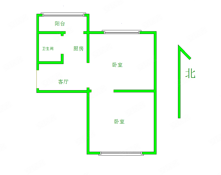 新风里2室1厅1卫54㎡南50万