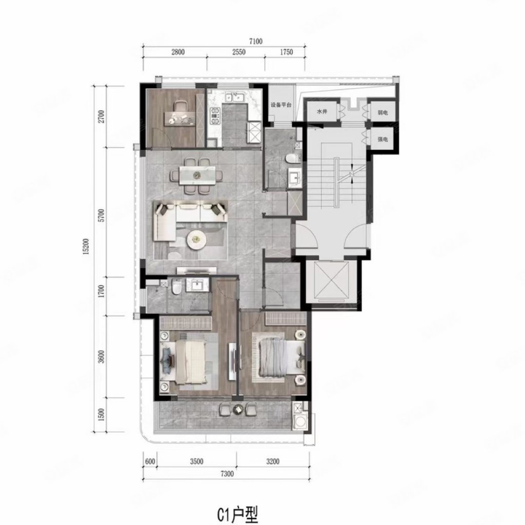 春语云树府3室2厅2卫116.99㎡南240万