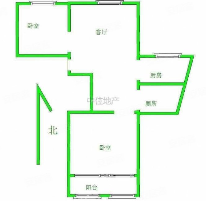 济安新区2室1厅1卫70.56㎡南北80万