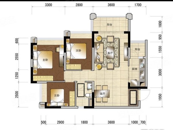 广州增城永和合景花漫里合景花漫里 3室2厅1卫 1700.