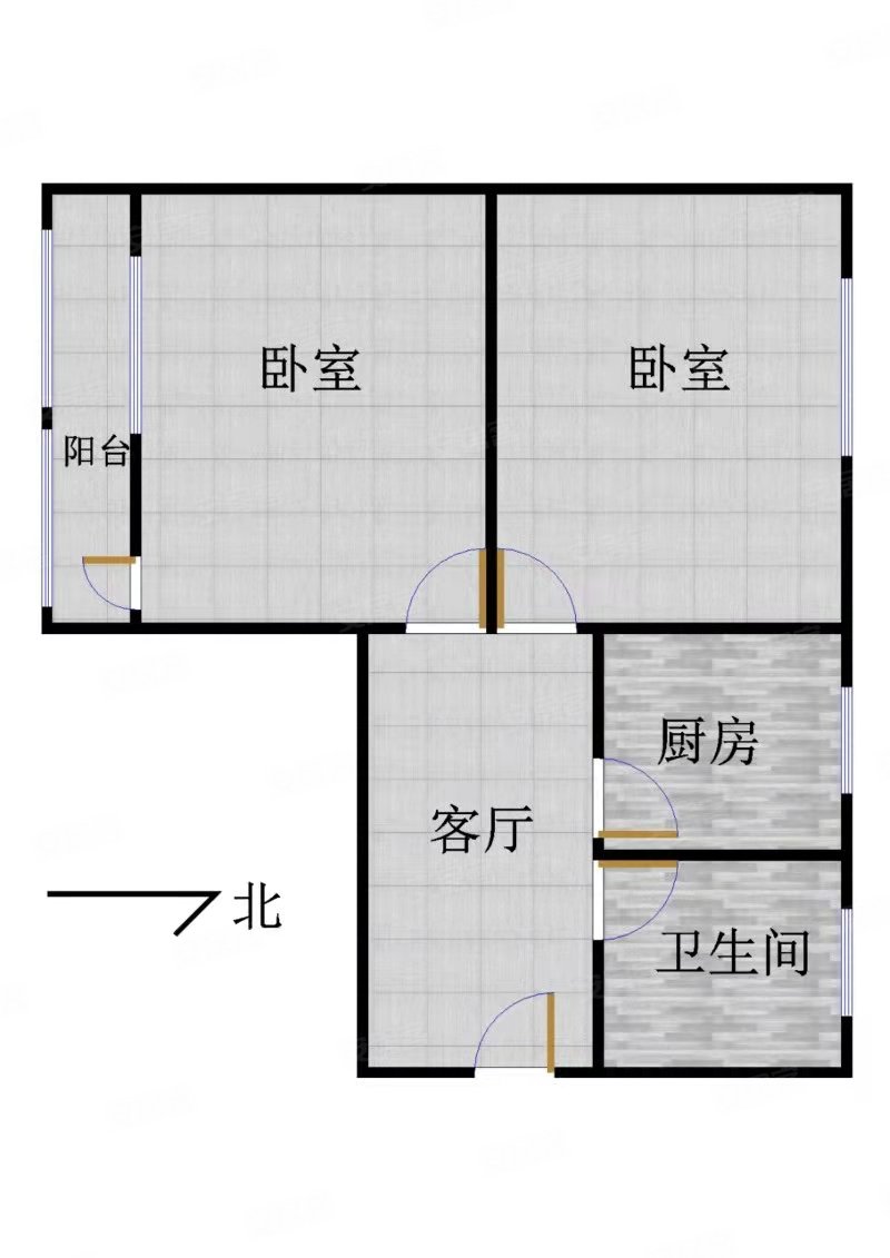 十三局北区家属楼2室1厅1卫49.34㎡南北55万