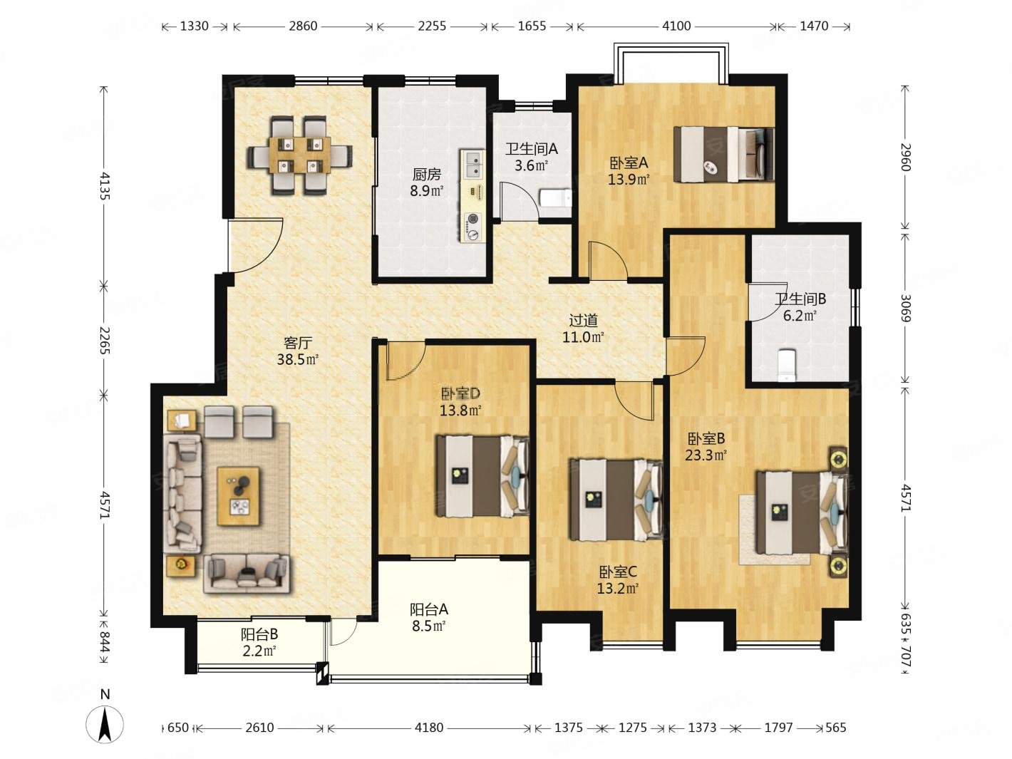 海棠园精装好房南北通透商品住宅高楼层视野好双卫生间