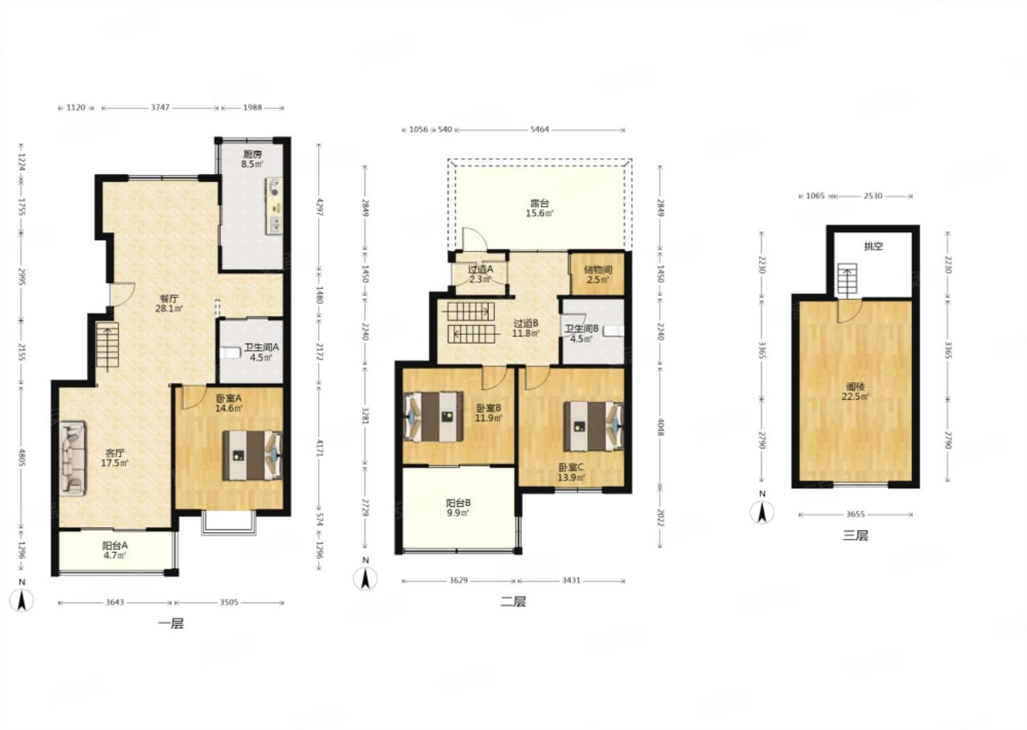 南部新城生态居住区电梯跃层带露台2卫户型价格低位置好