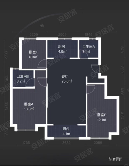 津门正荣府3室2厅2卫95㎡南北147万