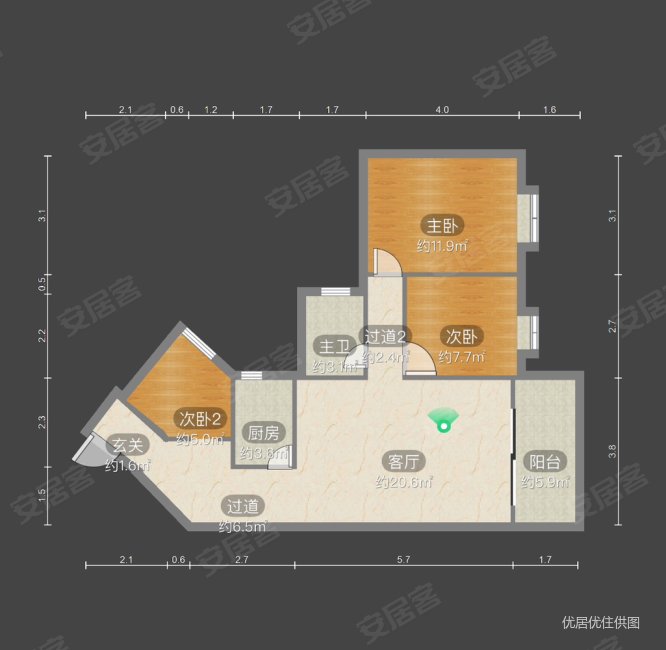 曦圆江南华都3室2厅1卫83㎡东南46万