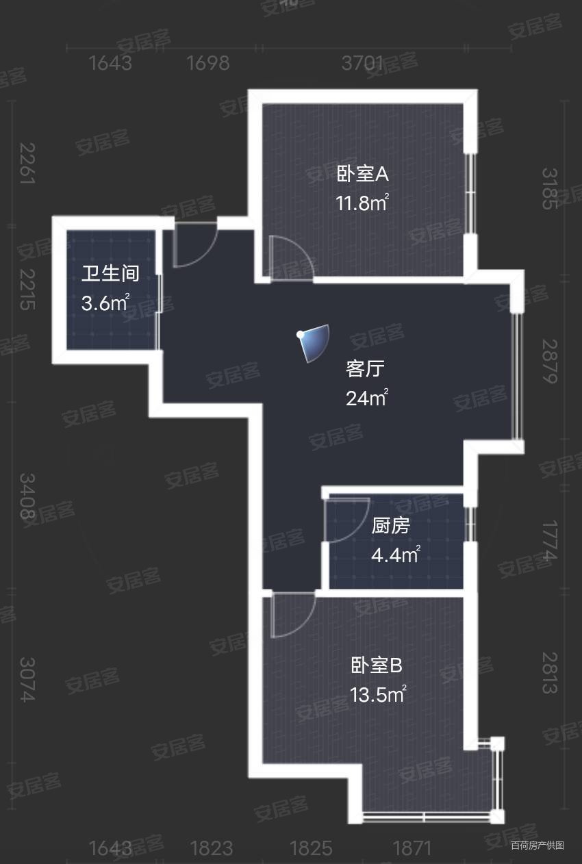 百荷湾2室2厅1卫80.94㎡南北46万