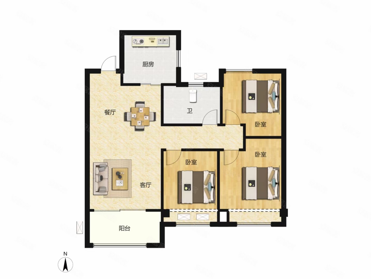 石佛祥园3室2厅1卫89㎡南北51万
