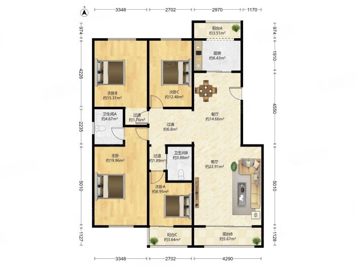 怡馨家园~4室1厅~166.95平米