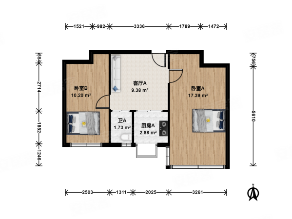 安苑东里(三区)2室1厅1卫56.72㎡南390万