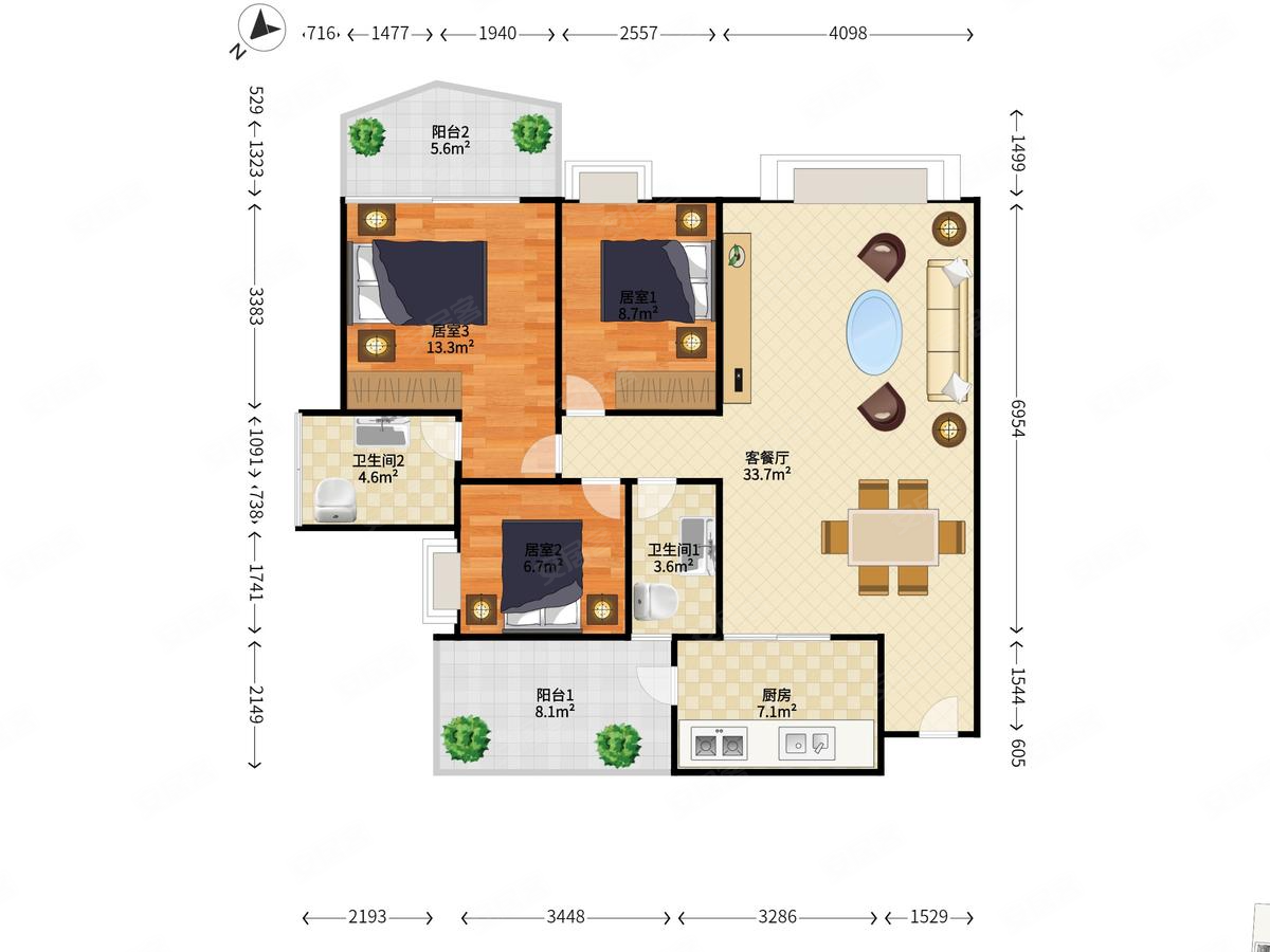 御景湾精装修低于指导价格3房赠大露台