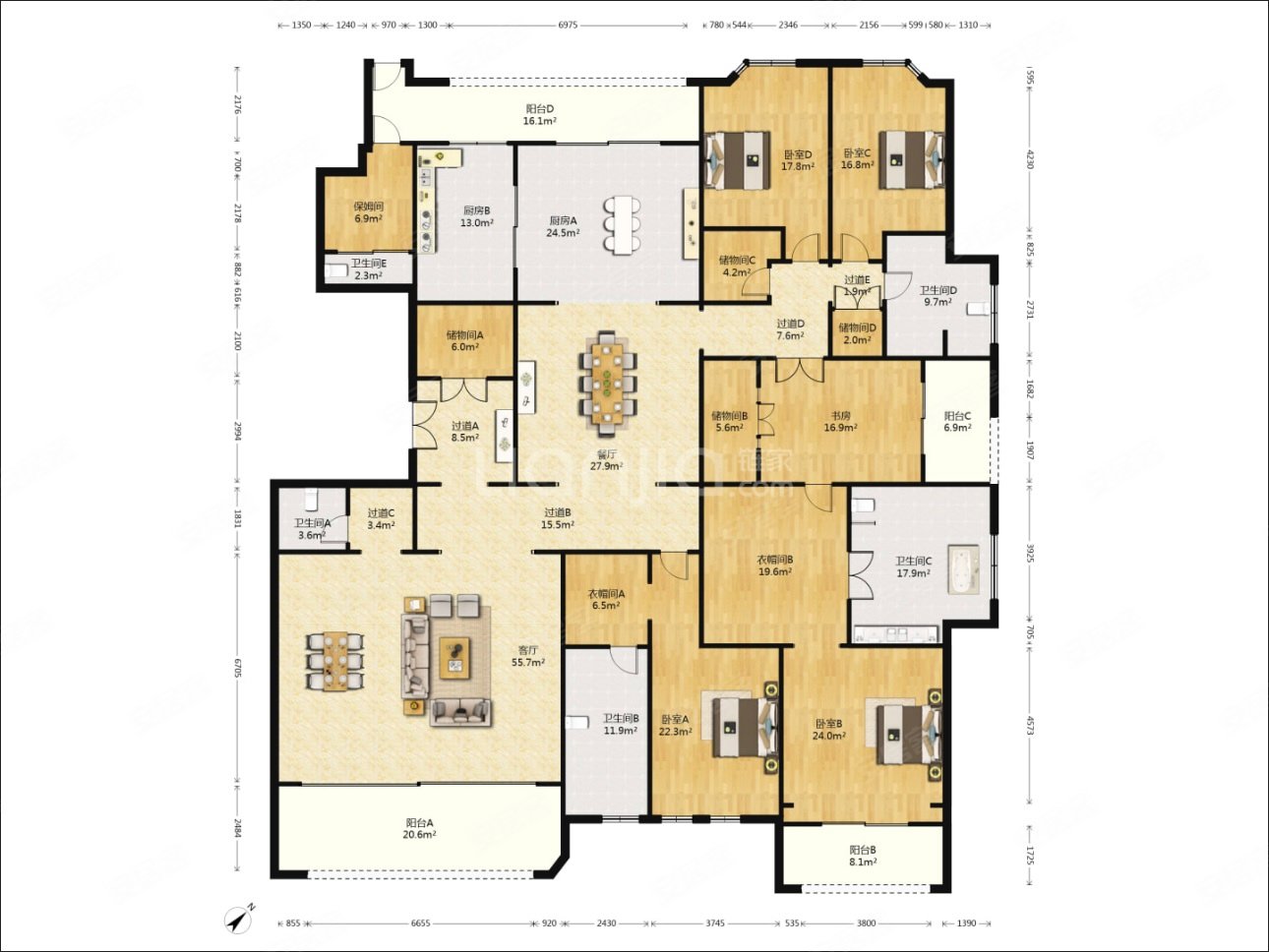 云锦东方二期丨8米面宽大横厅丨带四个阳台丨南向看小区园林景观