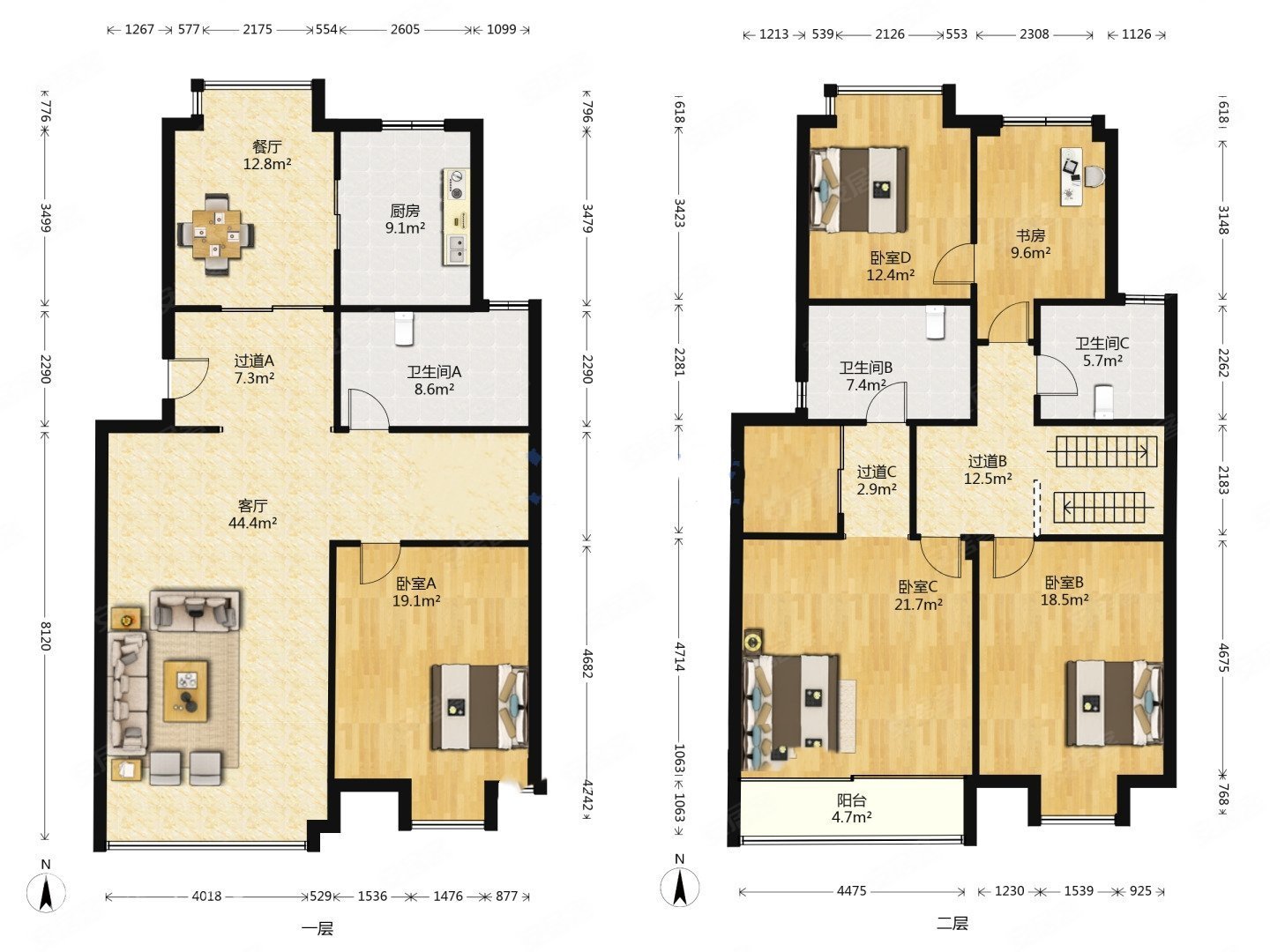 满五5号线知稼苑跃层5房3卫带两车位优惠出售好看房