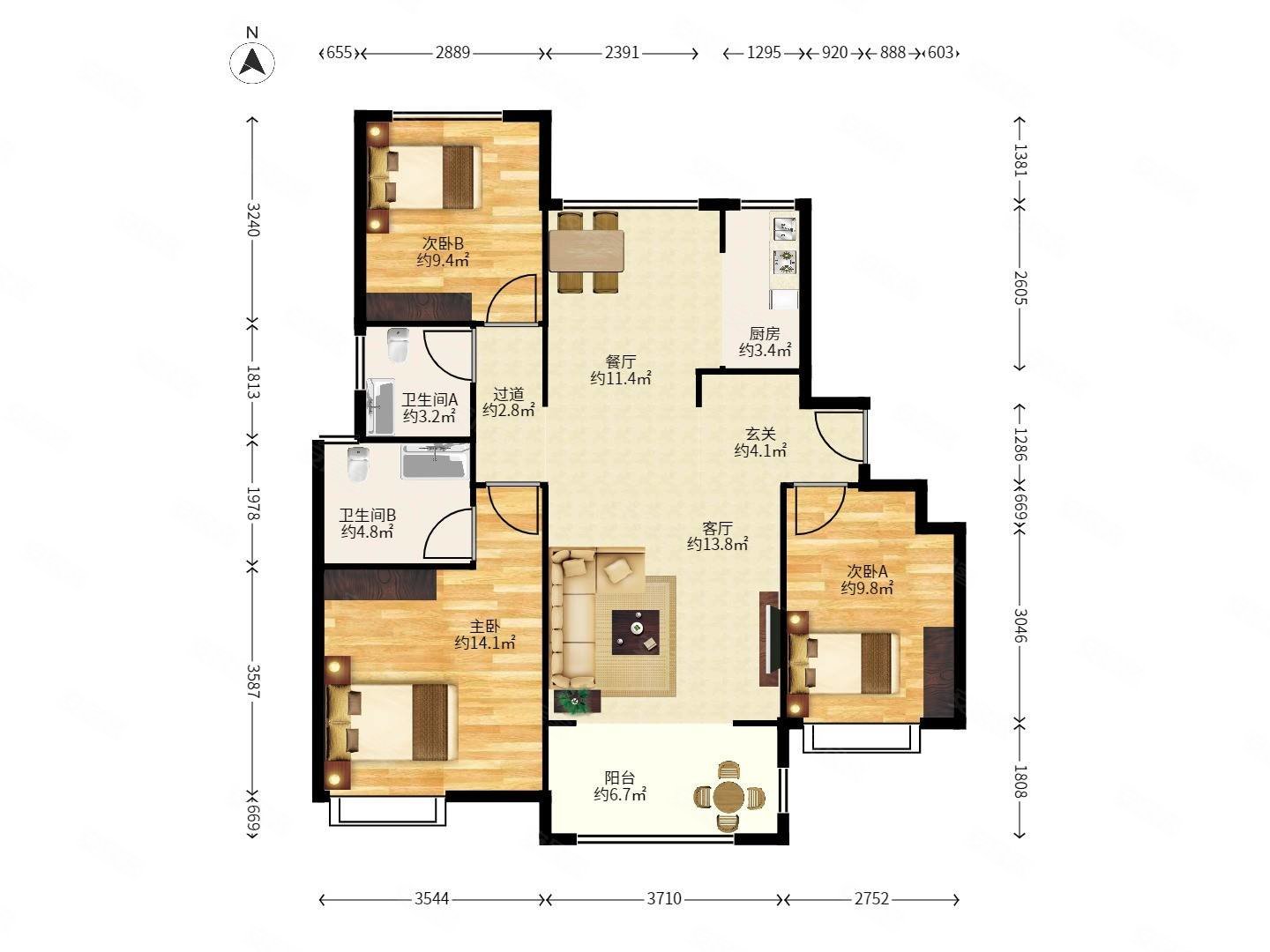 麦德龙祥云府110平满两年精装带车位拎包入住