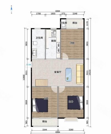 锦盛苑小区3室2厅1卫106.5㎡南北142万