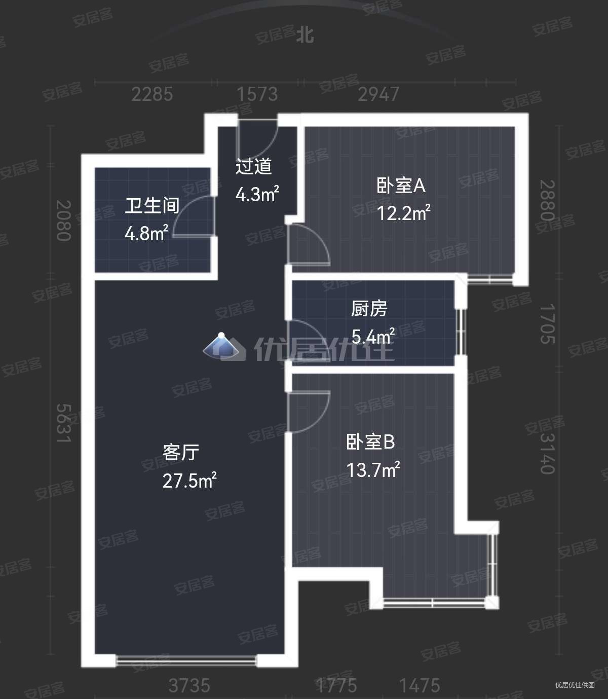 银滩雅苑2室2厅1卫101.25㎡南125万