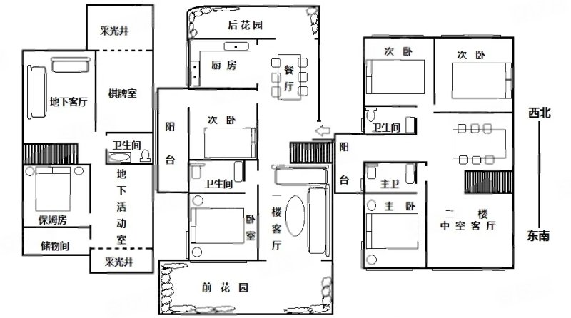 龙湖山海原著(别墅)5室2厅3卫176㎡南北500万