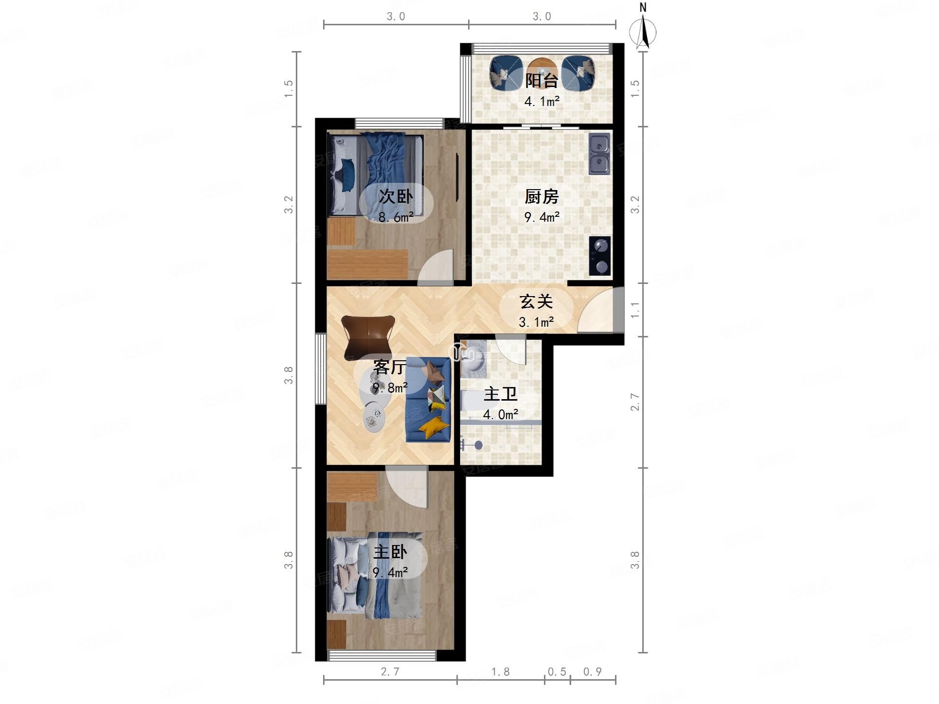 简单装修佳平里70平2室1厅南北通透居家自住保养