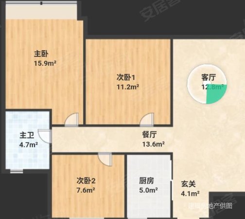 交投荷风晓庐3室2厅1卫88㎡南北129万