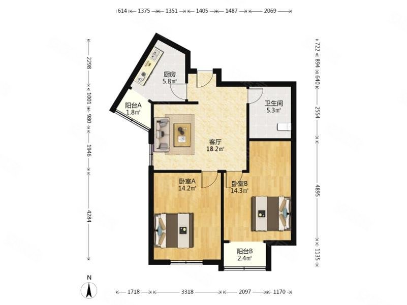 和静家园电梯两室采光充足视野好价格好谈方便看房