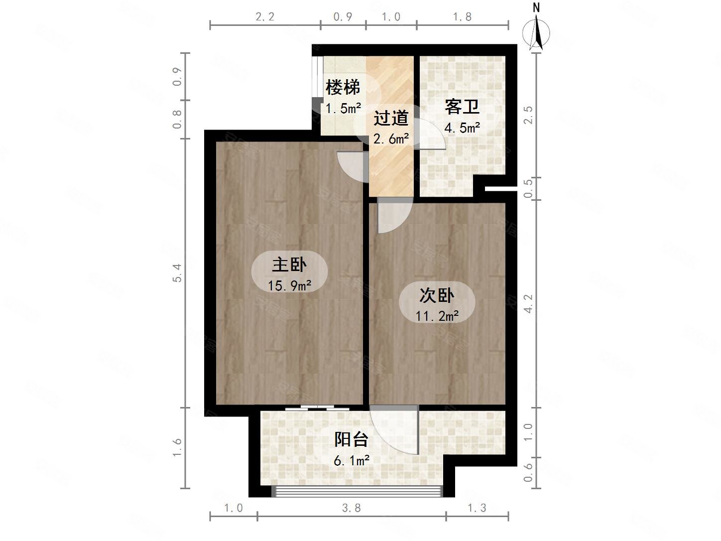紫金长安 2室2厅2卫 主卧朝南 全南户型,紫金长安二手房,1880万,2室2