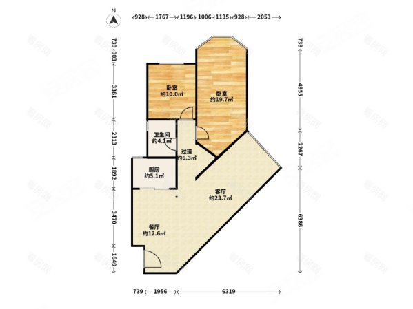 中贸大厦2室2厅1卫101㎡南北370万