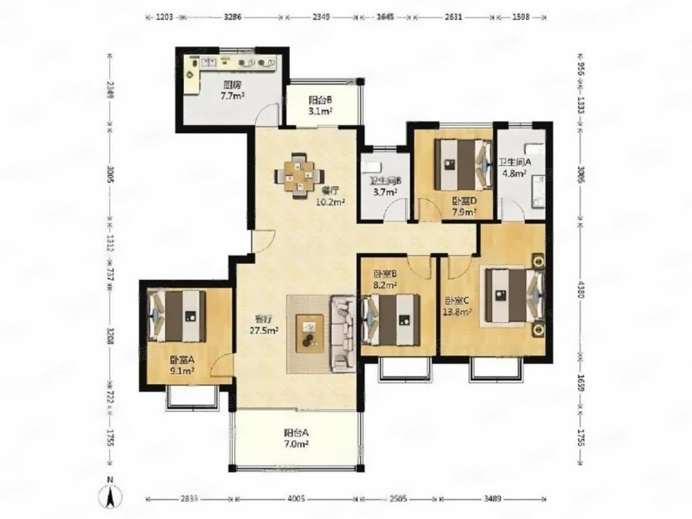鸿旭豪苑4室2厅2卫168.77㎡南1300万
