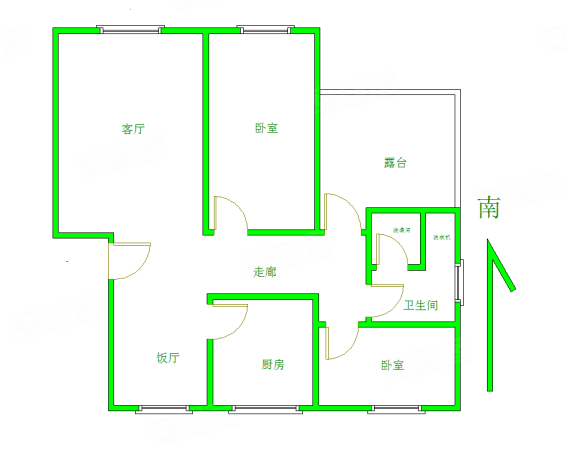 龙聚山庄2室1厅1卫84.58㎡南北75万