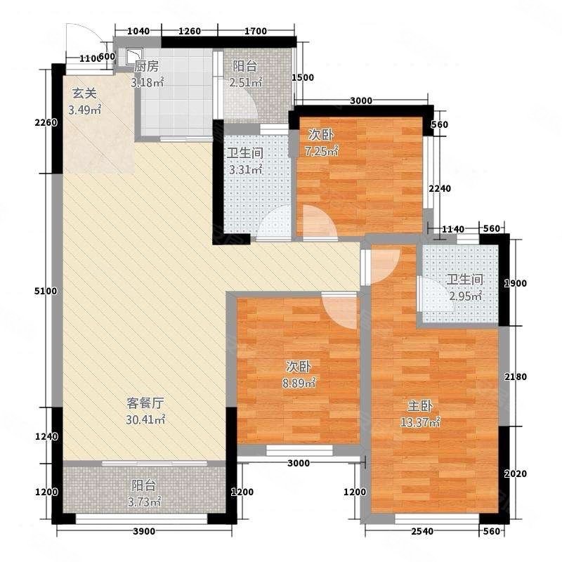 宏益公馆3室2厅2卫117.16㎡南北140万