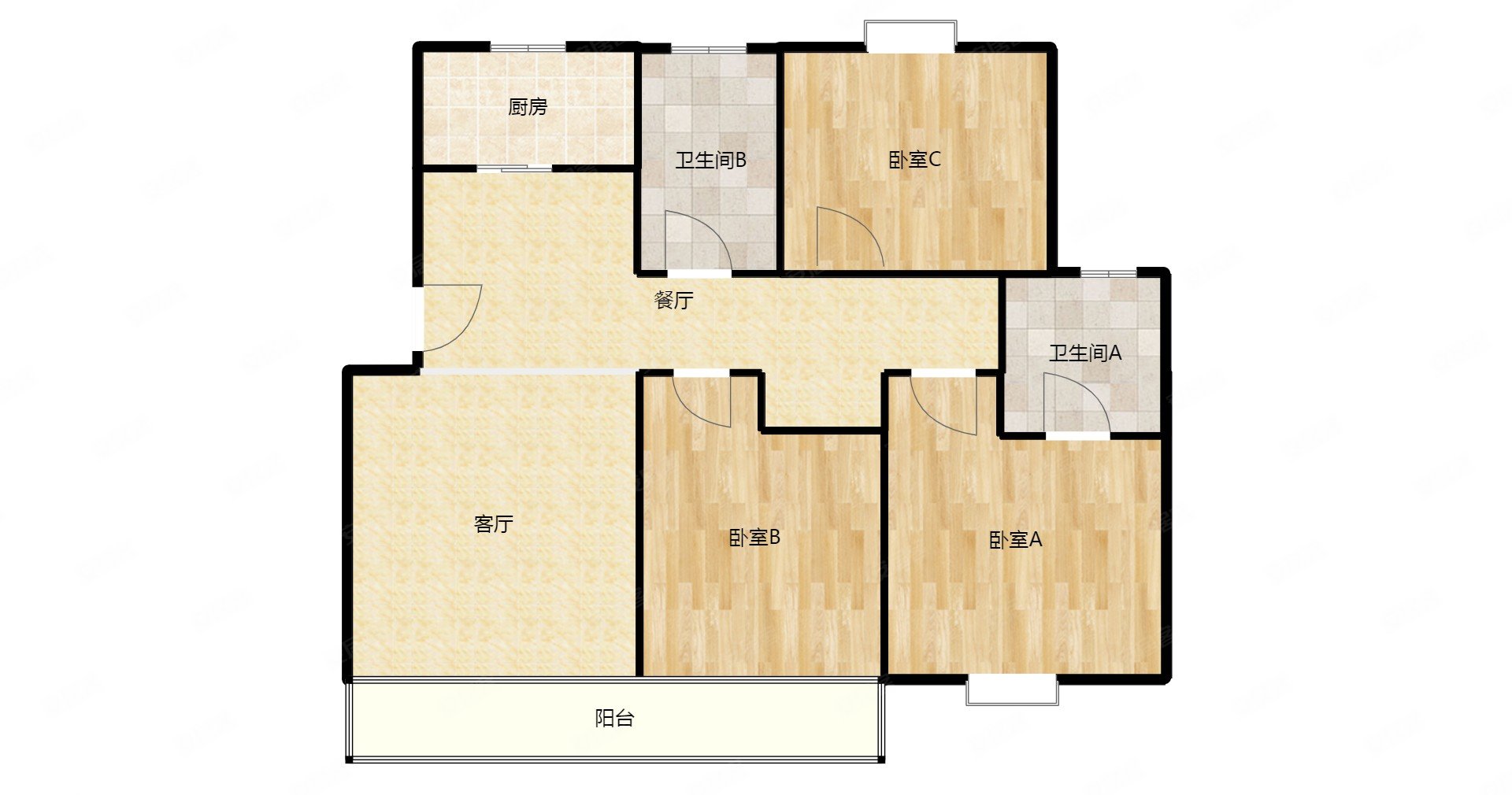 淮北新城吾悦广场3室2厅2卫128㎡南北73万