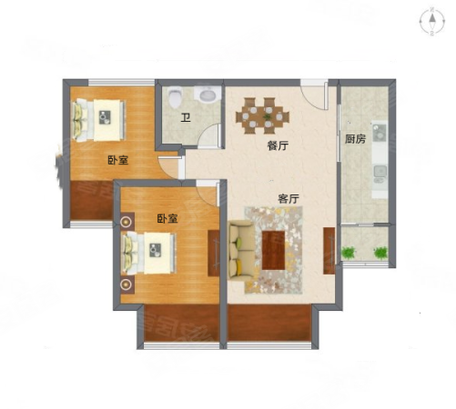 华远君城(西区)2室1厅1卫94.3㎡南120万