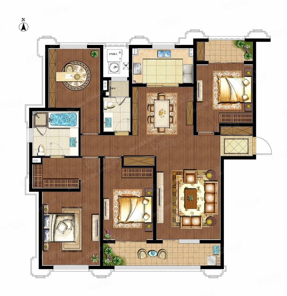 玲珑湾花园九,十区4室2厅2卫198.88㎡南2600万