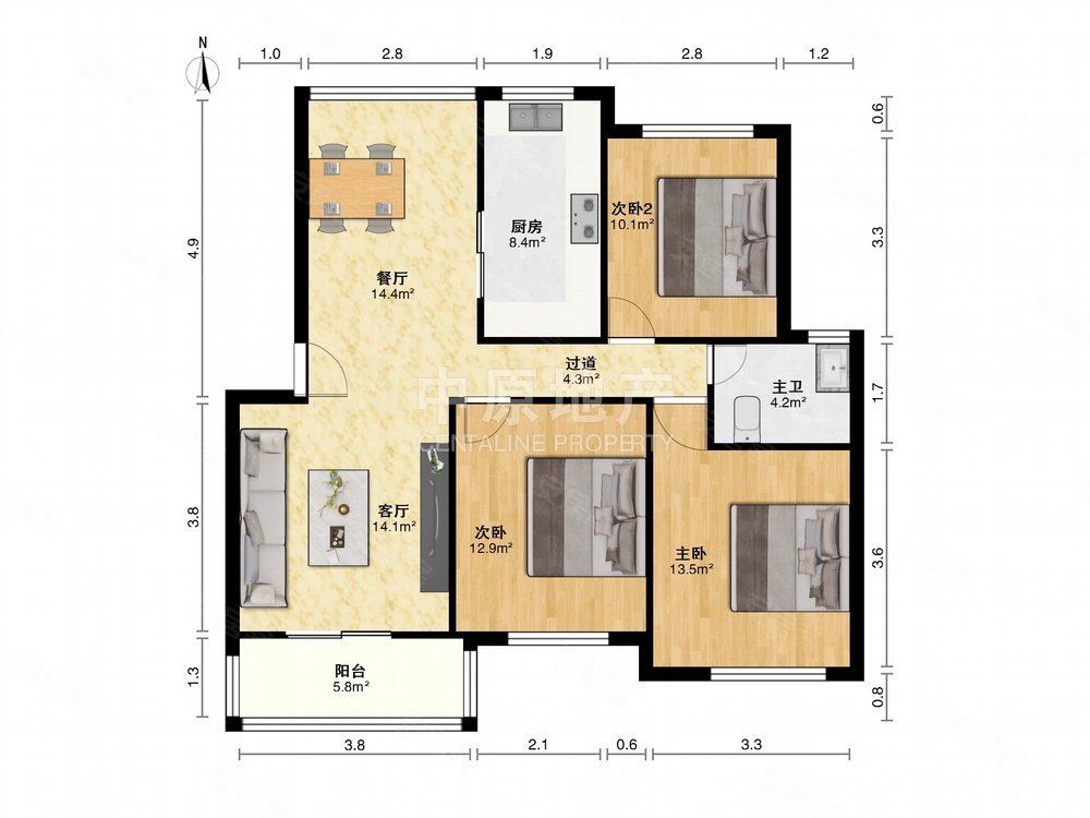 思凡南苑(东区)3室2厅1卫104.71㎡南255万