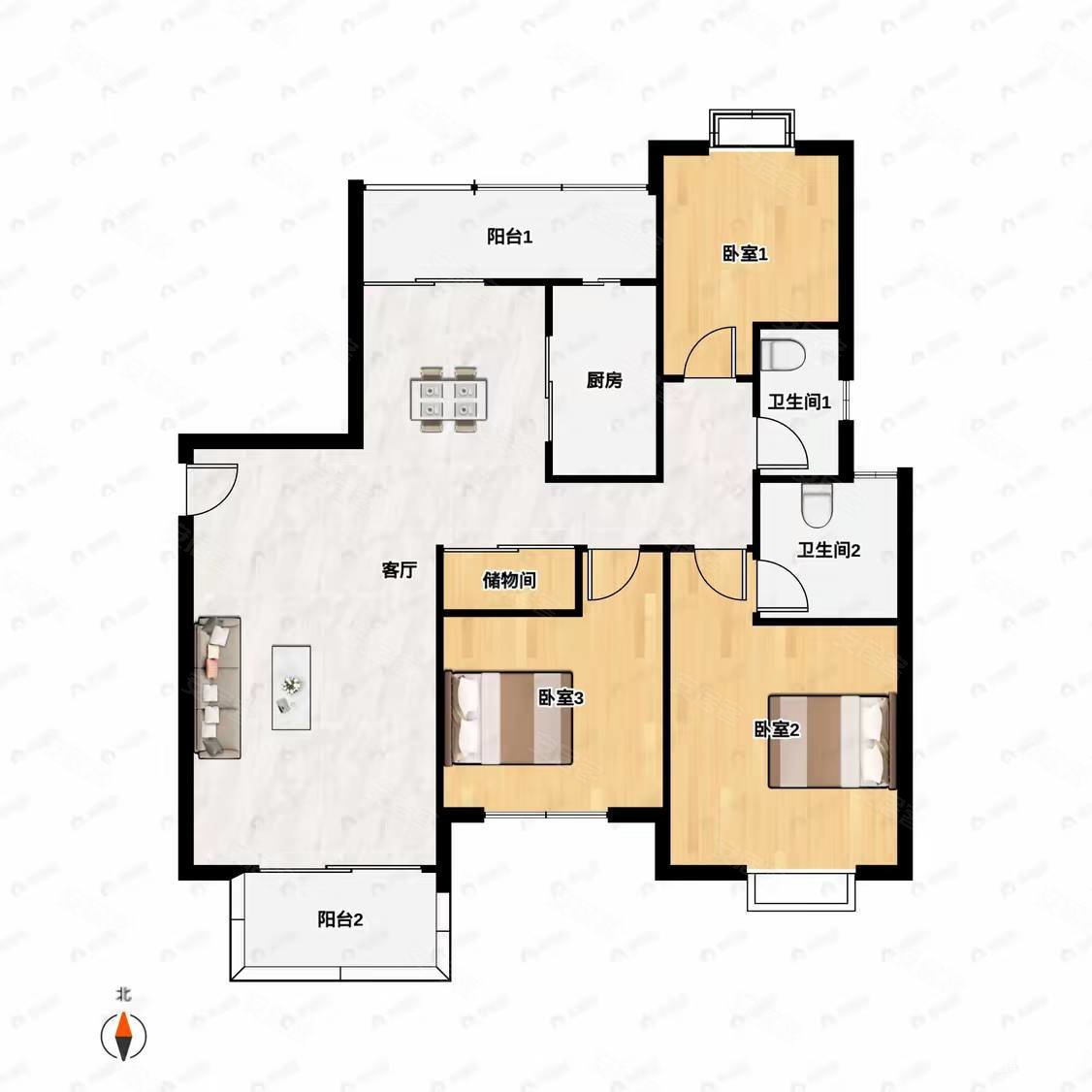 柳工颐华城 精装3房 户型方正 南北通透 看房可约
