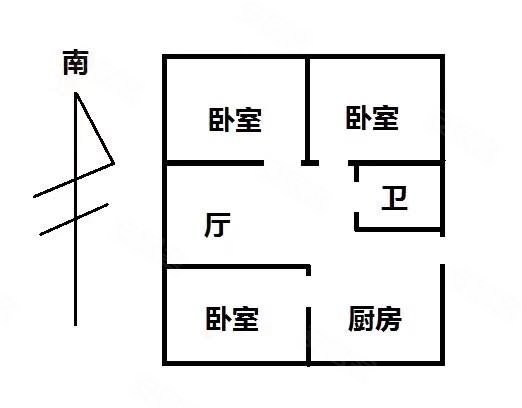 工程学院家属楼3室1厅1卫70㎡南北338万