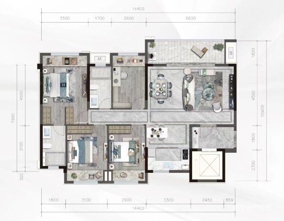 恒嘉凤凰城3室2厅1卫145㎡南北85万