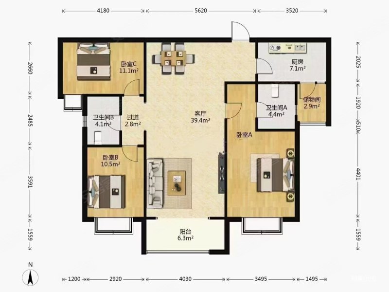 中户!简装修!总价低!很合适!