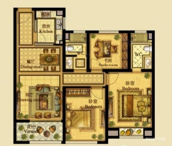 四季香榭3室2厅2卫102㎡南北158万