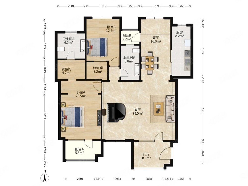 小平岛邻海园精装修三室改两室房主诚心出售近市场
