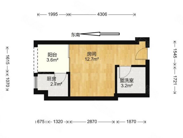 鲜花优活居(商住楼)1室1厅1卫36.52㎡南北19.6万