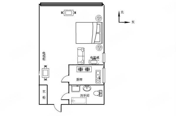 海悦国际公寓1室1厅1卫57.46㎡东北54.8万
