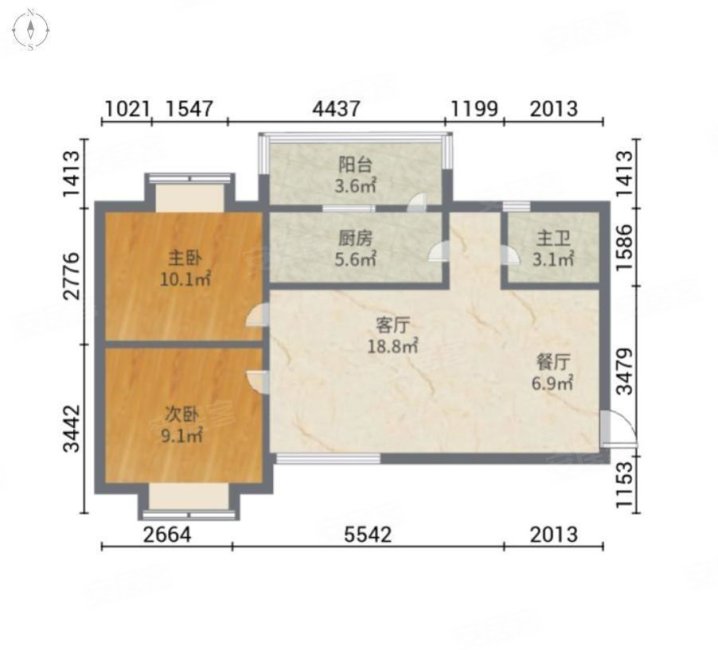 金碧新城~大2居~有车位~落地窗~地下室~经典户型